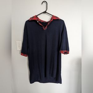 XXL plaid collar polo shirt